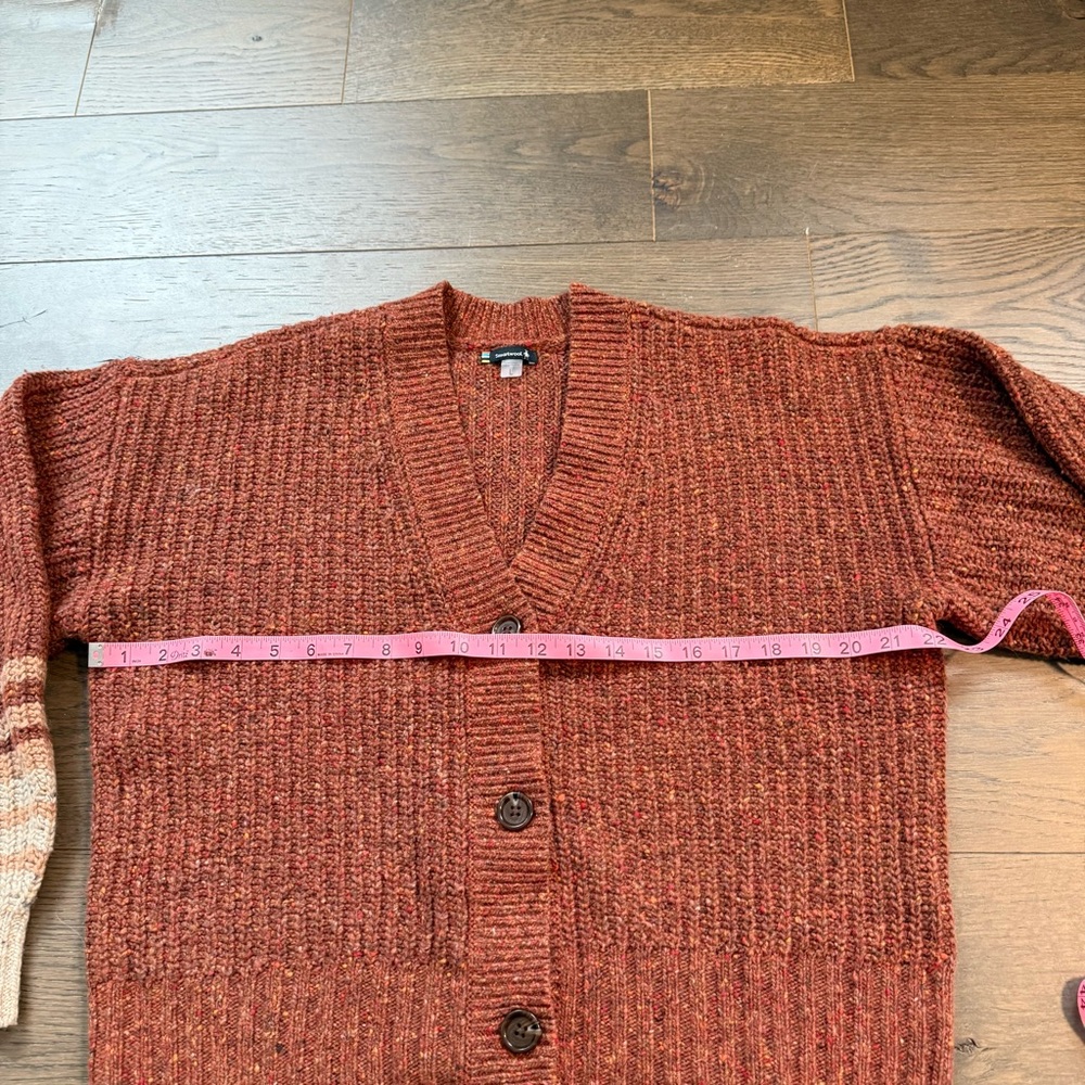 Chunky Ribbed Button-Front Sweater Cardigan - Rust - Picture 6 of 10